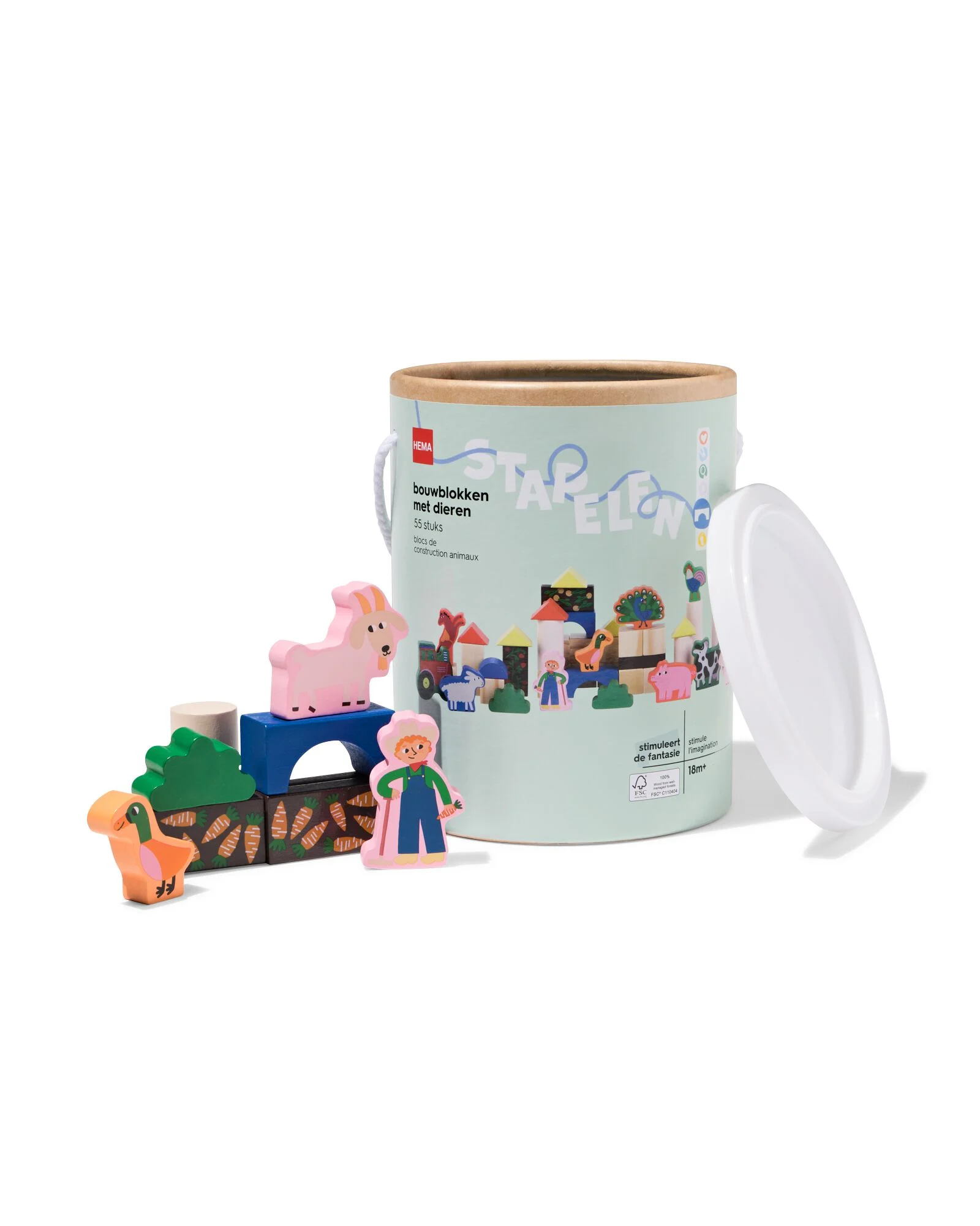 Hema houten blokken en dieren
