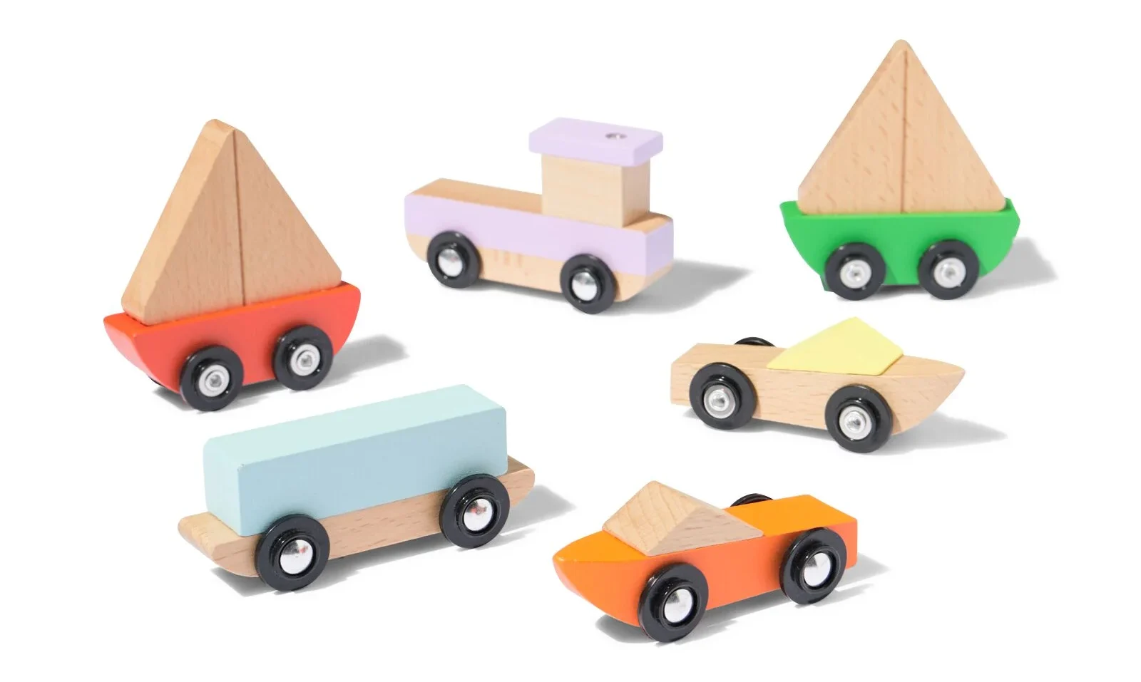 Houten boten set 6 stuks