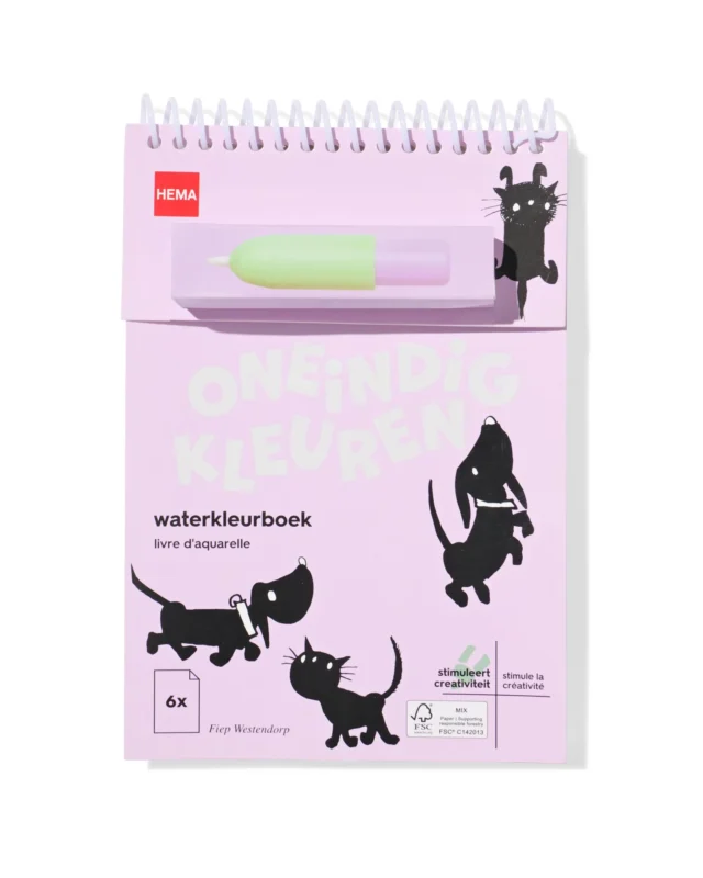 Oneindig kleuren met waterkleurboek van Hema peuter schoencadeau