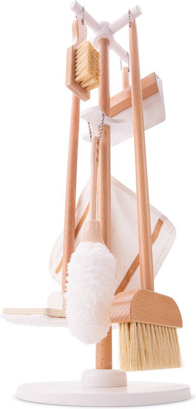 Woet houten schoonmaakset