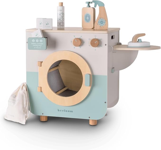 Lalaloom houten speelgoed wasmachine in wit en blauw