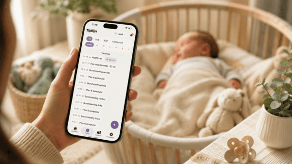 Baby tracker app babynoel om slaap voeding en luiers bij te houden voor baby's