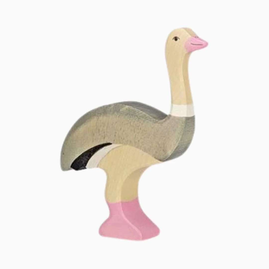 Holztiger houten struisvogel